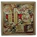 100% Satin Charmeuse Silk Traditional Chinese Painting Collage Square Scarf - Tan