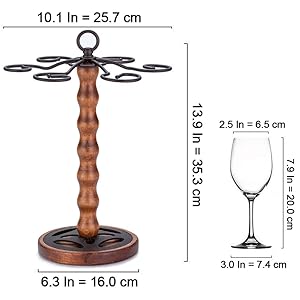 Wine Glass Holder Stand 6 Hook Countertop Wine Glasses Storage
