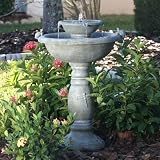 Smart Solar 34222RM1 Gray Weathered Stone Country Gardens 2-Tier Solar-On-Demand Fountain