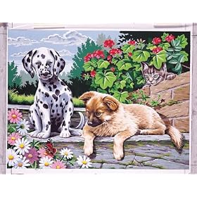painting by numbers 2 dogs-look who's watching