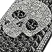 iPhone 6 Skull Case, Charm Of Diamonds Unique Handmade 3D Cool Skull Black Case For Apple iPhone 6 4.7'' Bling Rhinestone Crystal Cover Phone Back Hard Protective Skin +Clean Cloth