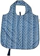 b.b.begonia Pocket Full of Posies Reusable Shopping Bag, Blue and White Zig Zag