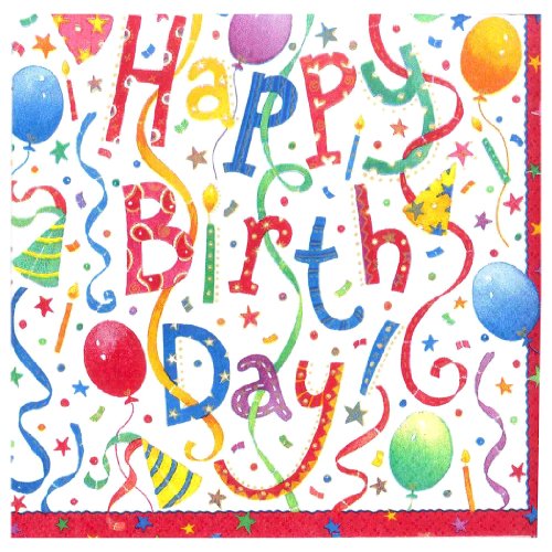 Entertaining with Caspari Happy Birthday Paper Luncheon Napkins, Pack of 20