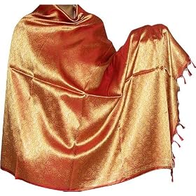 Fancy Shawls in Brocade Silk in Paisley Jacquard Weaving 36 x 80 (bssl002) by ShalinCraft