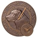 Whitehall Antique Copper Labrador Thermometer Clock Combo - 01809