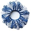 Handmade Scrunchie - Royal Blue and White (Crochet/one-of-a-kind) [Misc.]