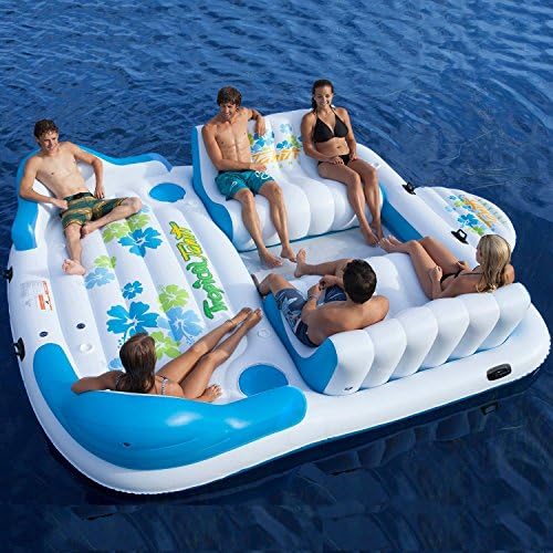 6 Person Inflatable Giant Float Tropical Tahiti Pool Ocean Raft Floating Island