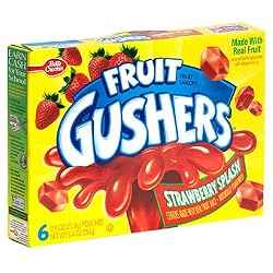 Fruit Gushers Fruit Flavored Snacks, Strawberry Splash, 6-Count, 0.9 oz. Pouches (Pack of 12)