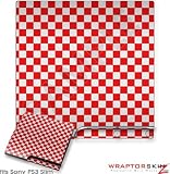 Sony PS3 Slim Skin   Checkered Canvas Red and White