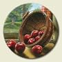 Lazy Susan ~ Apple Basket by Window ~ decorative tempered glass ~ 16 inch diameter ~ code 678