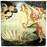 100% Luxurious Charmeuse Silk Sandro Botticelli's The Birth of Venus Hand Rolled Edges Square Scarf Shawl