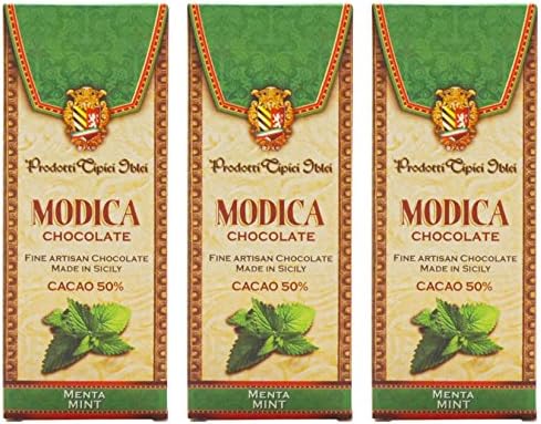 Prodotti Tipici Iblei: Modica Chocolate, Mint Taste 3.5 Ounce (100gr) Packages (Pack of 3) [ Italian Import ]