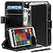 E LV Motorola Moto X+1 Flip Case Cover - Deluxe PU Leather Flip Wallet Case Cover for Moto X 2nd Generation Case for Google Motorola Moto X with 1 E LV Stylus - [BLACK]