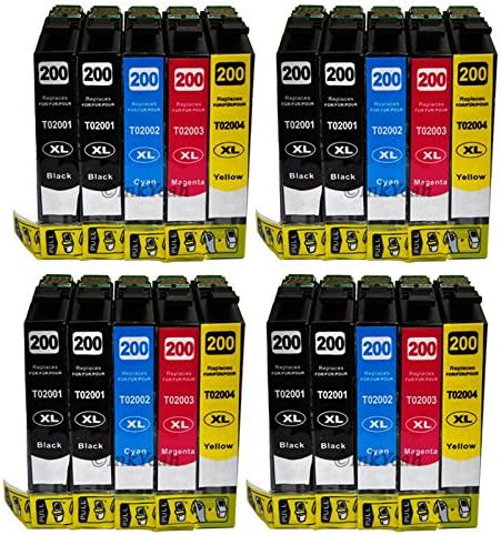 CartWarehouse Remanufactured Ink Cartridges Replacement for Epson T200XL (8x Black, 4x Cyan, 4x Magenta, 4x Yellow, 20-Pack)