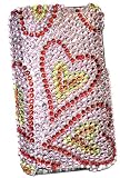 Silver with Pink Red Multi Heart Premium Luxury Full Diamond Rhinestone Snap on Hard Skin Faceplate Bling Case forApple Ipod Touch Itouch 2nd Generation 3rd Generation 2nd Gen 3rd Gen 8Gb 16GB 32Gb