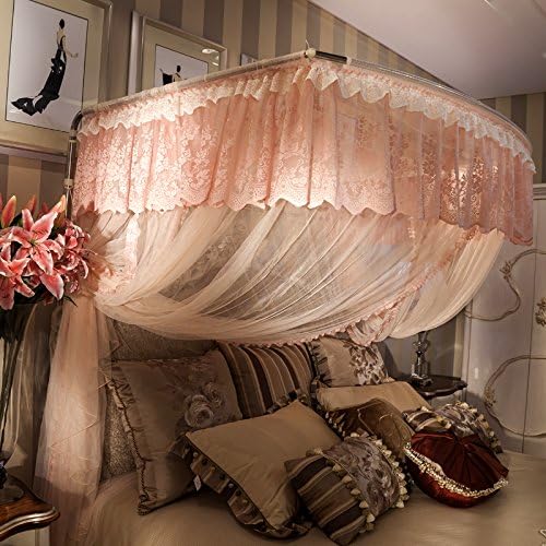 Telescopic Rod nets three-door model with double u-Court luxury home decoration 1.5 m 1.8M bed