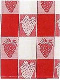 100% Cotton Jacquard Strawberry Check Dishtowel Red 18" x 28" Set / 6
