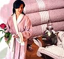 Armani International, Faccia dei Colori, Bathrobe Size-Large and Towels-Set, Bi-face (Antique Rose-White) 4-pc