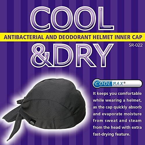 Shinobu Riders INVISTA COOLMAX Quick Drying Helmet Skull Cap (Bandana Type) BLACK SR-022