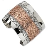 1928 Rose-tone and Silver-tone Floral Cuff Bracelet