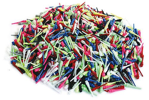 1000 Dartspitzen 2BA (kl. Gewinde), lang, 8 Farben