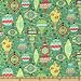 44'' Wide The 12 Joys Of Christmas Vintage Bulbs Jade Fabric By The Yard