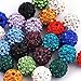 RUBYCA Pave Czech Crystal Disco Ball Clay Beads fit Shamballa Jewelry (20pcs, 8mm, 30 Colors Mixed)