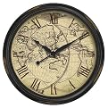 Black Distressed Map Wall Clock