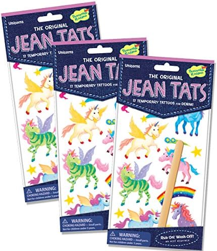 Peaceable Kingdom / Jean Tats Unicorns Temporary Tattoos for Fabric - 3 Pack