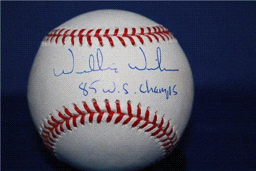 Willie Wilson Autographed/Hand Signed Rawlings Official MLB Baseball with 85 WS Champs