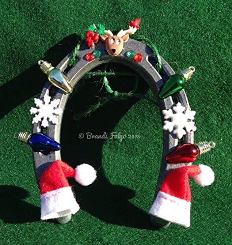 Handmade Authentic Real Horse Shoe Christmas Tree Ornament - Western - Reindeer, Snowflakes, Light Bulbs, Santa Hats
