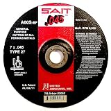 SAIT 22053 Type 27 7-Inch x .045-Inch x 7/8-Inch 8500 Max RPM A60S - General Purpose Depressed Center Grinding Wheels - 50 Pack