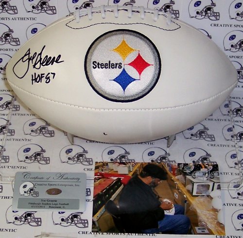 Joe Greene Hand Signed Pittsburgh Steelers Logo Football
