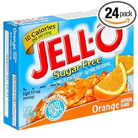 Kraft Jell-O Sugar-Free Gelatin Dessert, Orange, 0.6-Ounce Boxes (Pack of 24)