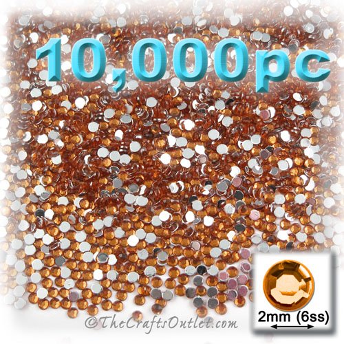 10,000pc Rhinestones Round 2mm - 6ss flatback Champagne orange