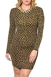 Plus Size Sexy Open-Back Fitted Metallic/Polyester/Spandex Club Dress 