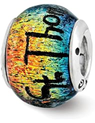 Sterling Silver Reflections St Thomas Orange Dichroic Glass Bead