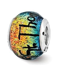 Sterling Silver Reflections St Thomas Orange Dichroic Glass Bead