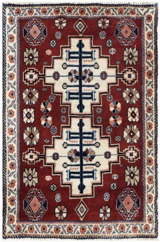 Beige 2' x 1' Qashqai Rug Hand Knotted Persian Rug