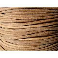 Lederband, Lederschnur, Lederriemen 5 m. Rund 2,0 mm. Natur