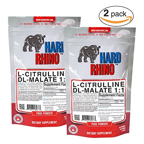Hard rhino l-citrulline dl-malate 1:1 powder, 250 grams (8.8 oz),…