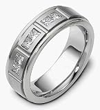 Platinum Comfort Fit Wedding Band Ring with 6 Diamonds