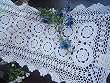 Vintage Hand Thin Thread Crochet White Table Runner16"x71"