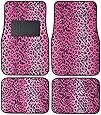BDK Pink Leopard Animal Print Front & Rear Carpet Car Truck SUV Floor Mats