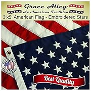 American Flag: American Made by Grace Alley - 3x5 FT US Flag Made In USA - Embroidered Stars and Sewn Stripes. This American Flag Meets US Flag Code.