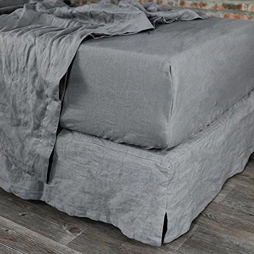 Linenshed - Fitted Sheet Washed Pure Linen Twin Lead Gray