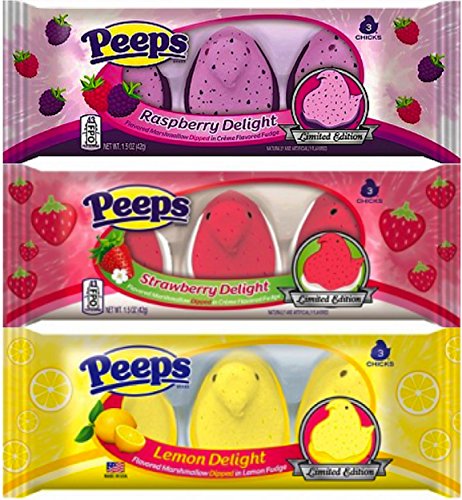 Peeps Flavored Marshmallow Dipped 3 Pack Peeps Lemon Delight , Peeps Orange Delight, Peeps Lime Delight Limited Delight