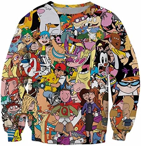 Misomi Women's Cartoons Anime Print Tops Pullovers Small Pokeman