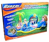 Banzai Baby Sprinkles Series Inflatable Swimming Pool - SPLISH SPLASH POOL with Rainbow Canopy, Removable Whale Slide, Water Spraying Starfish Stacker with 4 Inflatable Starfish Stacker, Baby Dolphin Rider, Clamshell Sprinkler and 1 Repair Patch (Pool Dimension: 91" L x 72" W x 27" H)