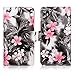 Cellularvilla Wallet Case For ZTE Grand X Max Z787 Pu Leather Wallet Card Flip Open Pocket Case Cover Pouch (Black Pink Flower)